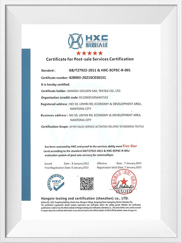 Certificate for post-sale services certification